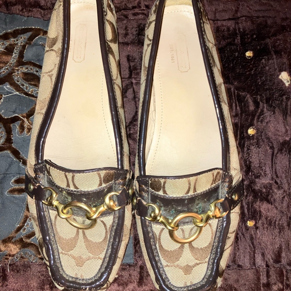 Coach Sophy Driving Loafers Sz 9 1/2 B Logo with buckle